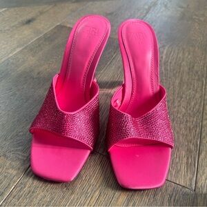 Zara Pink Crystal-Embellished Slide Mules
